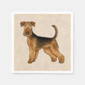Airedale Terrier Niedlicher Cartoon Hund auf Beige Serviette (Vorderseite)