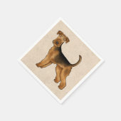 Airedale Terrier Niedlicher Cartoon Hund auf Beige Serviette (Ecke)