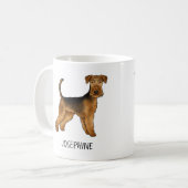 Airedale Terrier Niedlicher Cartoon Hund mit Indiv Kaffeetasse (Vorderseite Links)