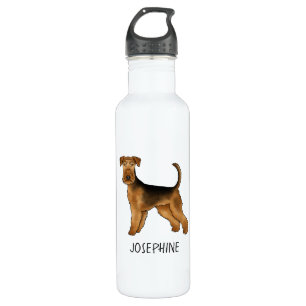 Airedale Terrier Niedlicher Cartoon Hund und Indiv Edelstahlflasche
