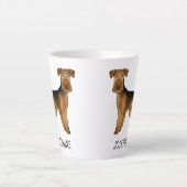 Airedale Terrier Niedlicher Cartoon Hund und Indiv Milchtasse (Vorderseite)