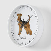 Airedale Terrier Niedlicher Cartoon Hund und Indiv Uhr (Winkel)