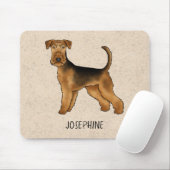 Airedale Terrier Niedlicher Cartoon Hund und Name  Mousepad (Mit Mouse)