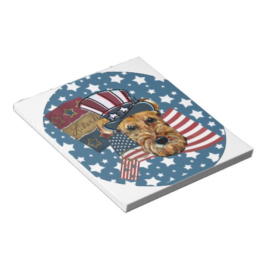 AIREDALE TERRIER NOTIZBLOCK (angewinkelt)