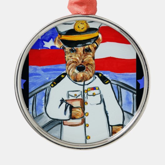 AIREDALE TERRIER ORNAMENT AUS METALL (Vorne)