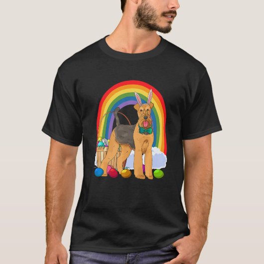 Airedale Terrier Ostereier Bunny Dog T-Shirt (Vorderseite)