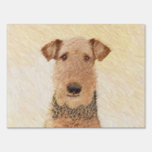 Airedale Terrier Painting - Niedliche Kunst Gartenschild