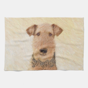 Airedale Terrier Painting - Niedliche Kunst Geschirrtuch