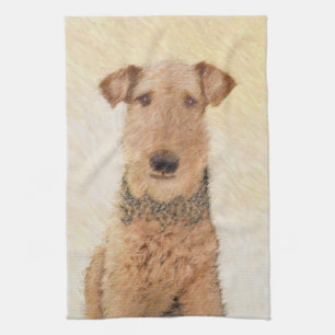 Airedale Terrier Painting - Niedliche Kunst Geschirrtuch