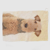 Airedale Terrier Painting - Niedliche Kunst Golfhandtuch (Horizontal)