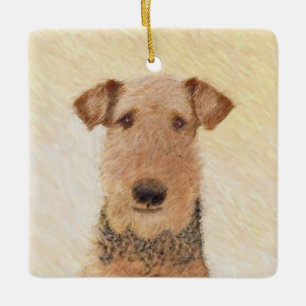 Airedale Terrier Painting - Niedliche Kunst Keramikornament