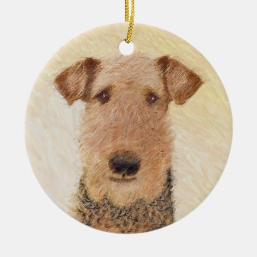 Airedale Terrier Painting - Niedliche Kunst Keramikornament (Vorne)