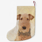 Airedale Terrier Painting - Niedliche Kunst Kleiner Weihnachtsstrumpf (Rückseite)