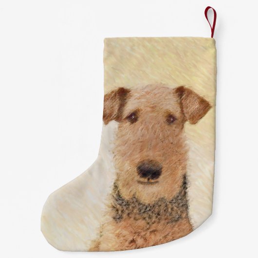 Airedale Terrier Painting - Niedliche Kunst Kleiner Weihnachtsstrumpf (Rückseite)