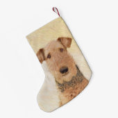 Airedale Terrier Painting - Niedliche Kunst Kleiner Weihnachtsstrumpf (Rückseite (Hängend))