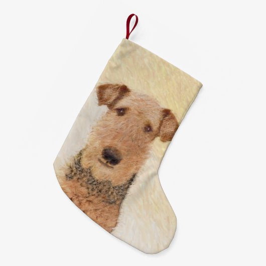 Airedale Terrier Painting - Niedliche Kunst Kleiner Weihnachtsstrumpf (Vorderansicht (hängend))