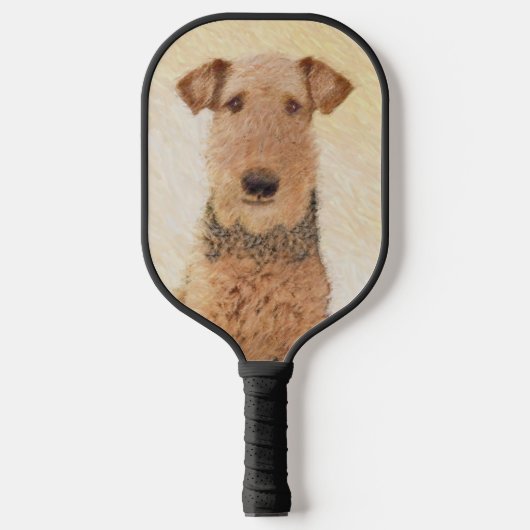 Airedale Terrier Painting - Niedliche Kunst Pickleball Schläger (Vorderseite)