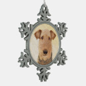 Airedale Terrier Painting - Niedliche Kunst Schneeflocken Zinn-Ornament (Links)