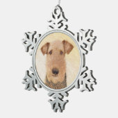 Airedale Terrier Painting - Niedliche Kunst Schneeflocken Zinn-Ornament (Rechts)