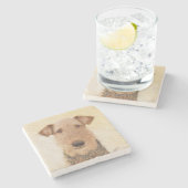 Airedale Terrier Painting - Niedliche Kunst Steinuntersetzer (Seitenansicht)