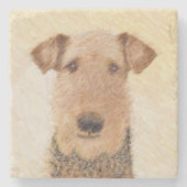 Airedale Terrier Painting - Niedliche Kunst Steinuntersetzer (Vorderseite)