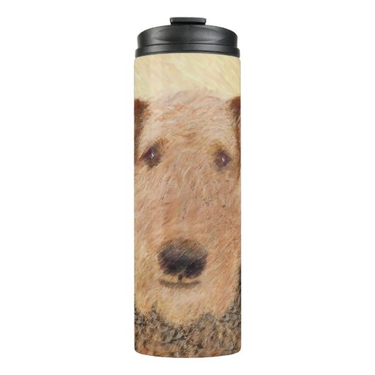 Airedale Terrier Painting - Niedliche Kunst Thermosbecher (Vorderseite)