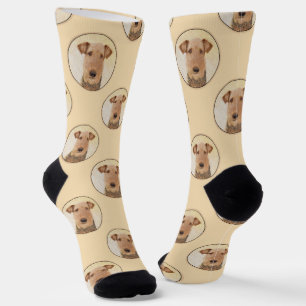 Airedale Terrier Painting Niedliche Original Dog A Socken