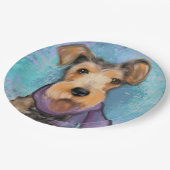 Airedale Terrier Pappteller (Schrägansicht)