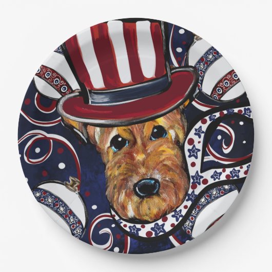 AIREDALE TERRIER PAPPTELLER (Vorderseite)