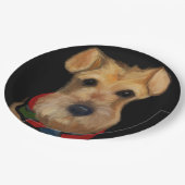 Airedale Terrier Pappteller (Schrägansicht)