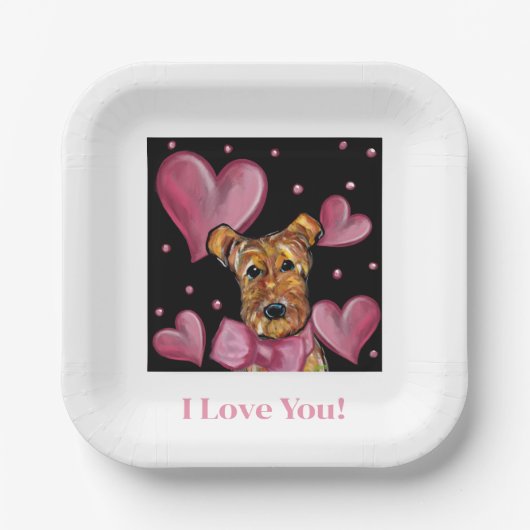 AIREDALE TERRIER PAPPTELLER (Vorderseite)