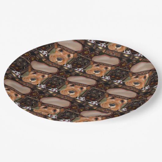 Airedale Terrier Pappteller (Schrägansicht)