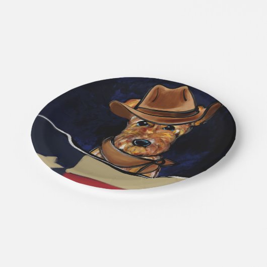 AIREDALE TERRIER PAPPTELLER (Schrägansicht)