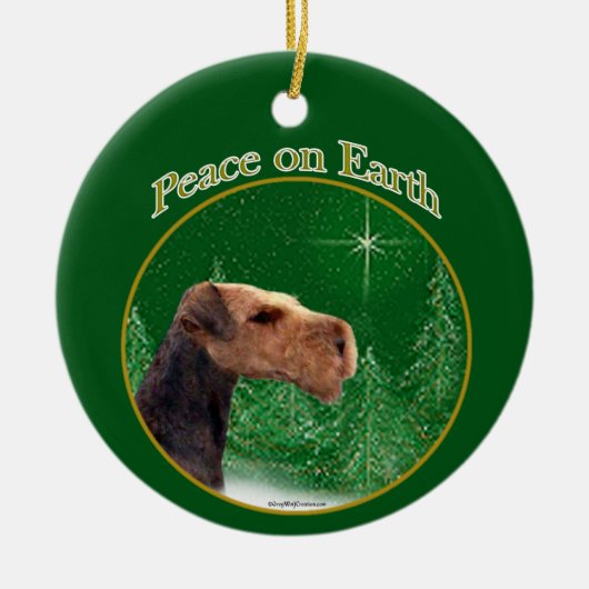 Airedale Terrier Peace Keramik Ornament (Vorne)