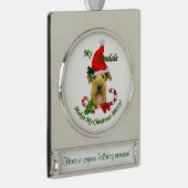 Airedale Terrier Personalisiert Weihnachten Banner-Ornament Silber (Rechts)