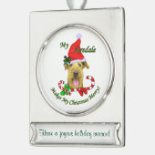 Airedale Terrier Personalisiert Weihnachten Banner-Ornament Silber (Links)