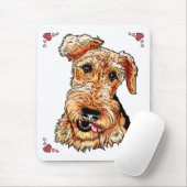 Airedale Terrier Pink Hearts Valentinstag Mousepad (Mit Mouse)
