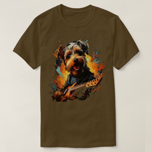 Airedale Terrier Playing Guitar T-Shirt (Design vorne)