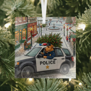 Airedale Terrier Polizei Urlaub Ornament Aus Glas