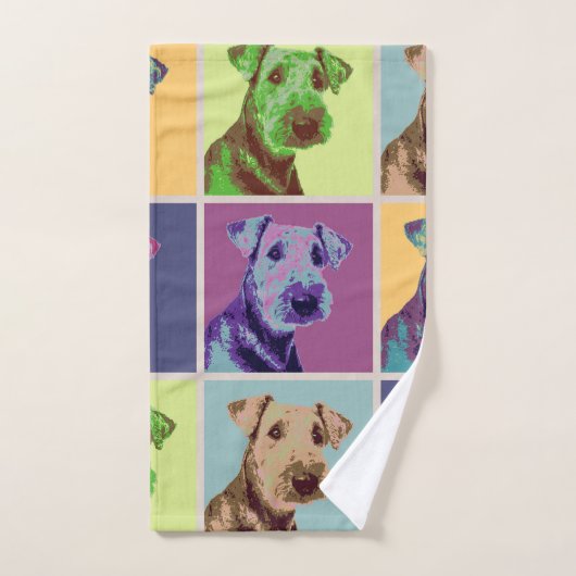 Airedale Terrier Pop Badhandtuch Set (Handtuch)