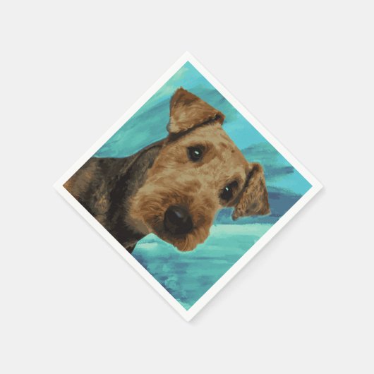 Airedale Terrier Portrait Serviette (Ecke)