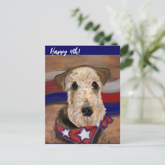 AIREDALE TERRIER POSTKARTE (Stehend Vorderseite)