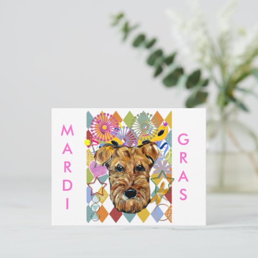 AIREDALE TERRIER POSTKARTE (Stehend Vorderseite)