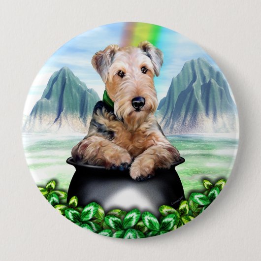Airedale Terrier Pot of Gold Button (Vorderseite)