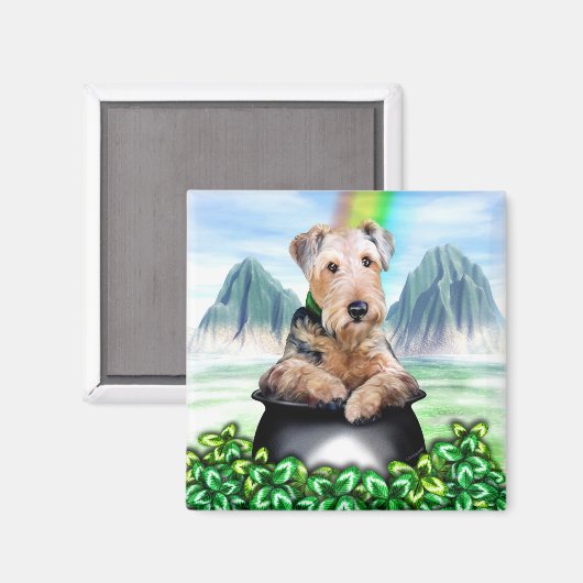 Airedale Terrier Pot of Gold Magnet (Vorderseite/Rückseite)