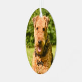 Airedale Terrier Puppy Dog Ornament Aus Metall (Vorderseite links)