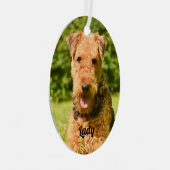 Airedale Terrier Puppy Dog Ornament Aus Metall (Vorderseite Rechts)