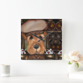 AIREDALE TERRIER QUADRATISCHE WANDUHR (Zuhause)
