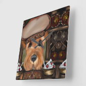 AIREDALE TERRIER QUADRATISCHE WANDUHR (Winkel)