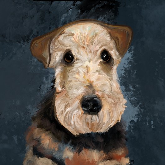 AIREDALE TERRIER QUADRATISCHER AUFKLEBER